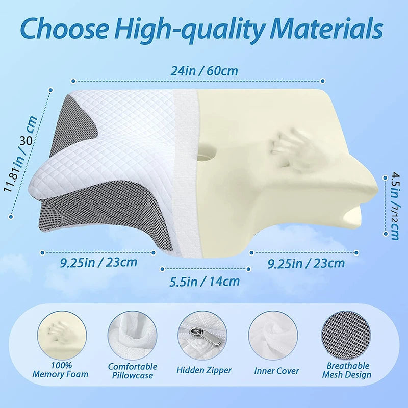 Ergonomic 2-in-1 orthopedic pillow for neck pain.