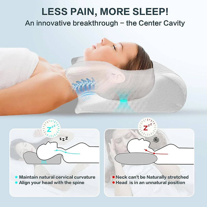 Ergonomic 2-in-1 orthopedic pillow for neck pain.