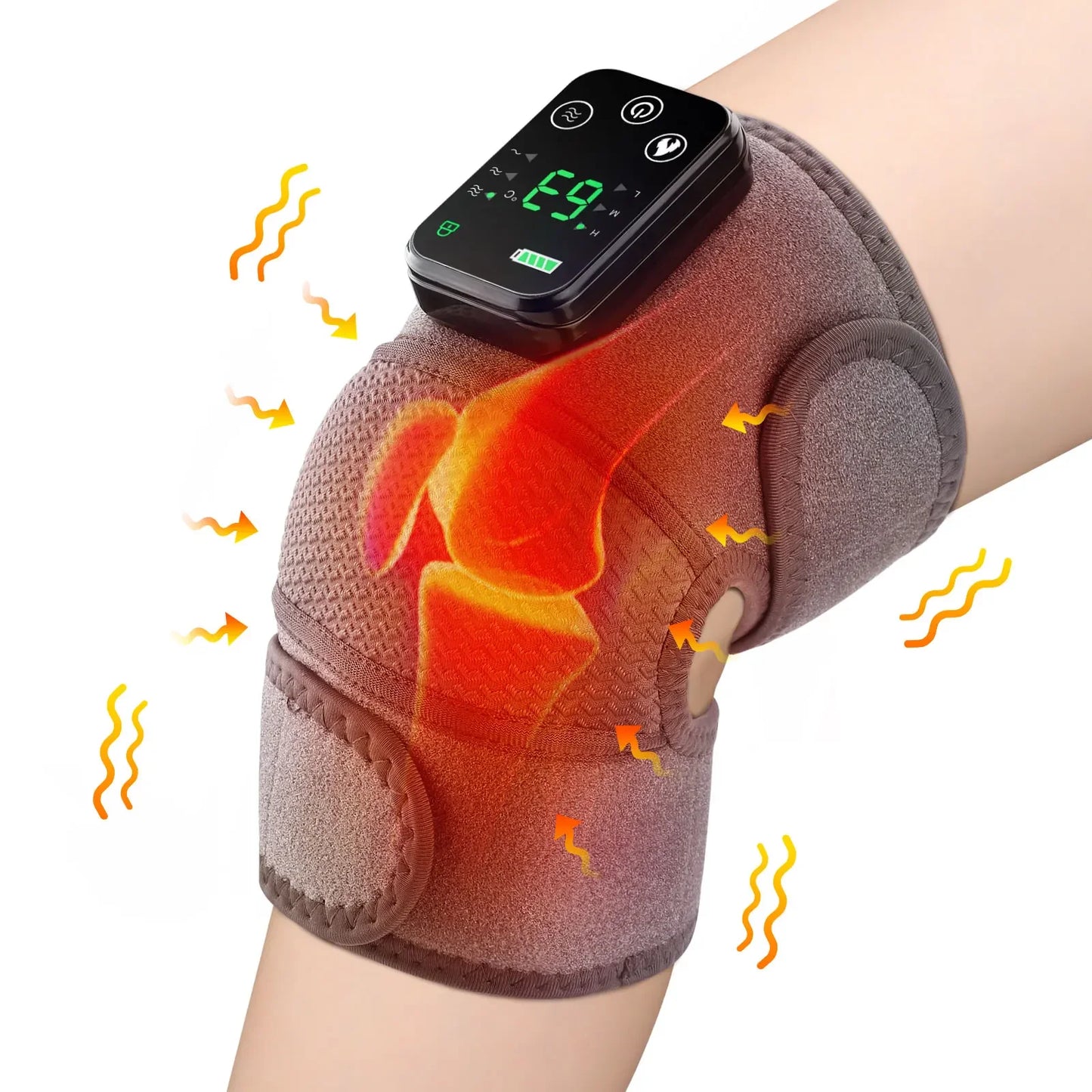 Electric Heating Shoulder Pad Vibration Massage Belt, 3 in 1, Thermal Brace for Knee Elbow Joint, Blood Circulation