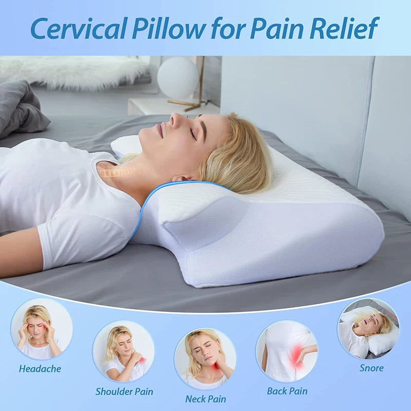 Ergonomic 2-in-1 orthopedic pillow for neck pain.